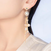 Baroque Pearl Tassel Statement Earrings